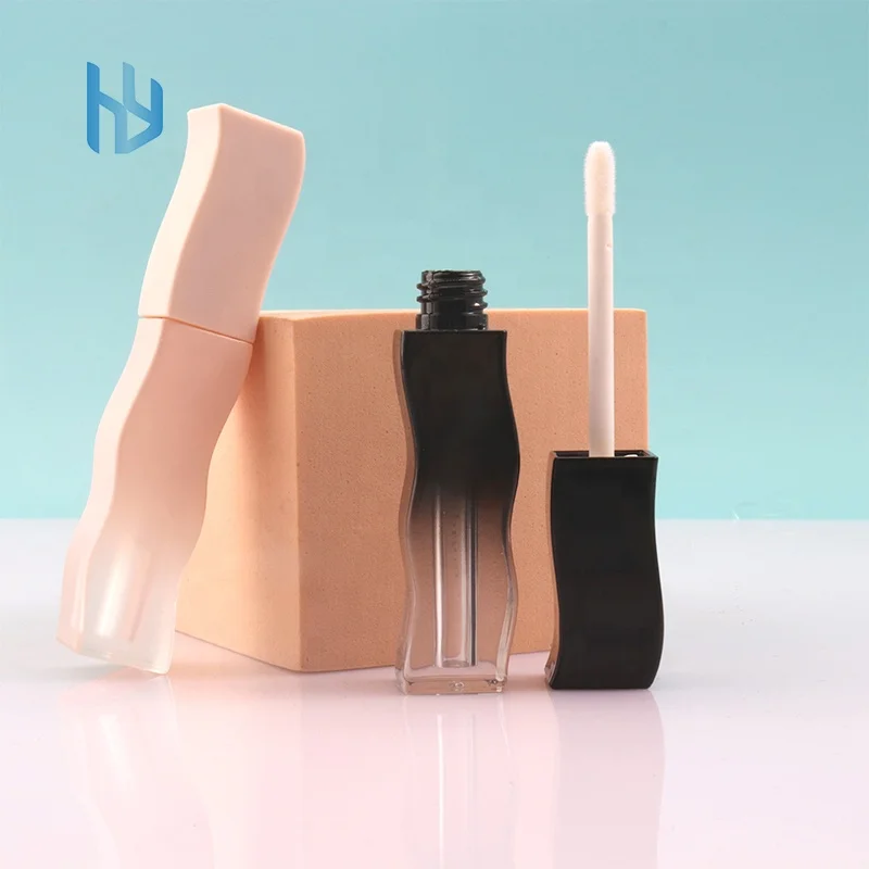 OEM/ODM irregular 5ml matte Pink/nude/black Gradient Empty plastic Cosmetic Lip Gloss bottle