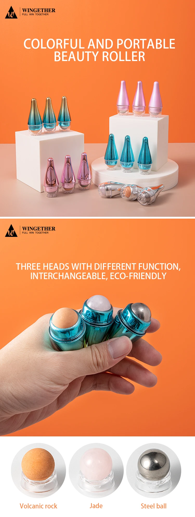 Wingether 2022 Amazon Hot Sale Oil Absorbing Roller Wood Soft And Comfortable Massage Rollers Face Roller Ice Globes