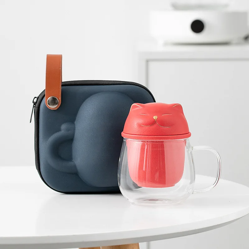 Ceramic Tea Mug with Filter/Steeper and  Portable Ornament Infused Tea Cup