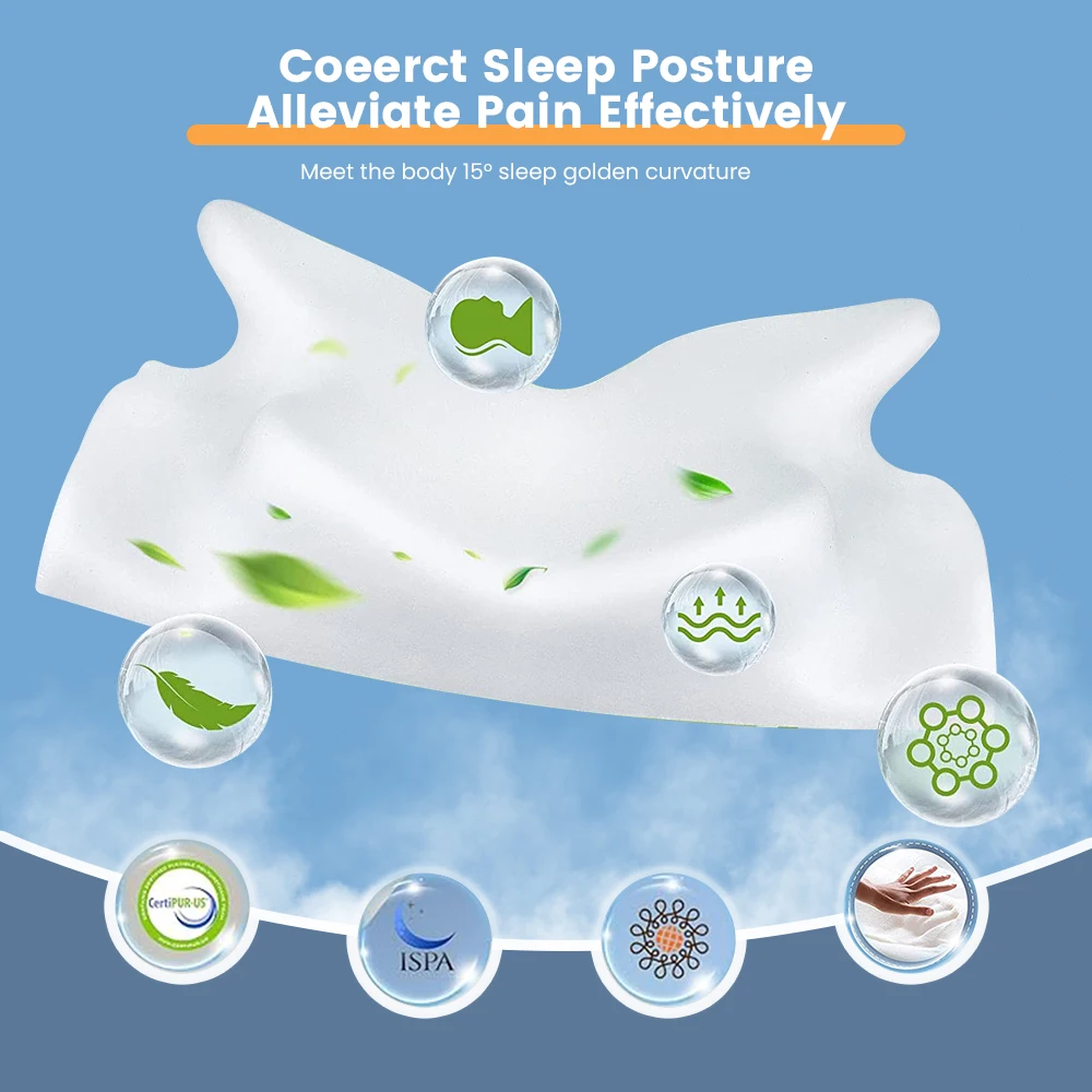 Custom Butterfly Memory Foam Ergonomic Cervical Pillow For Neck And Shoulder Pain Memory Cotton Odorless Orthopedic Pillow