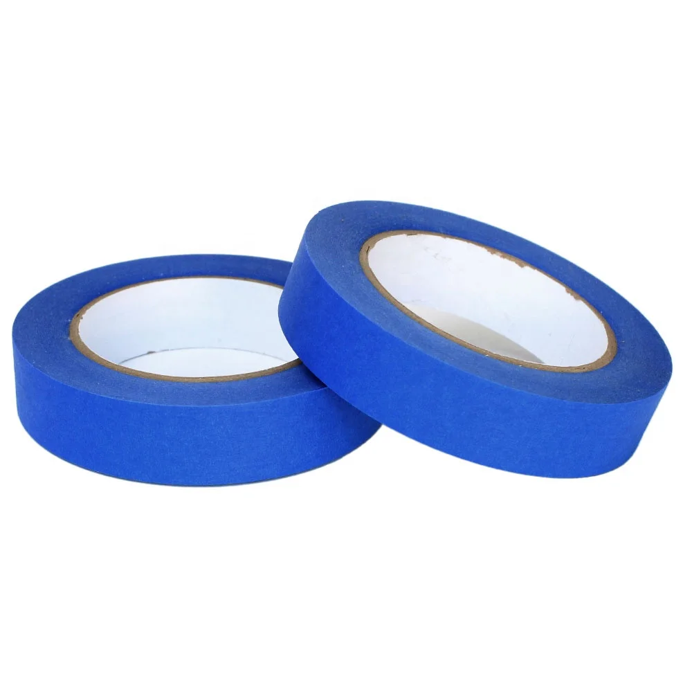 1- Blue Color Recyclable Heat UV Resistant Automotive Auto Car Spraying Painting Masking Crepe Washi Paper Self Adhesive Tape