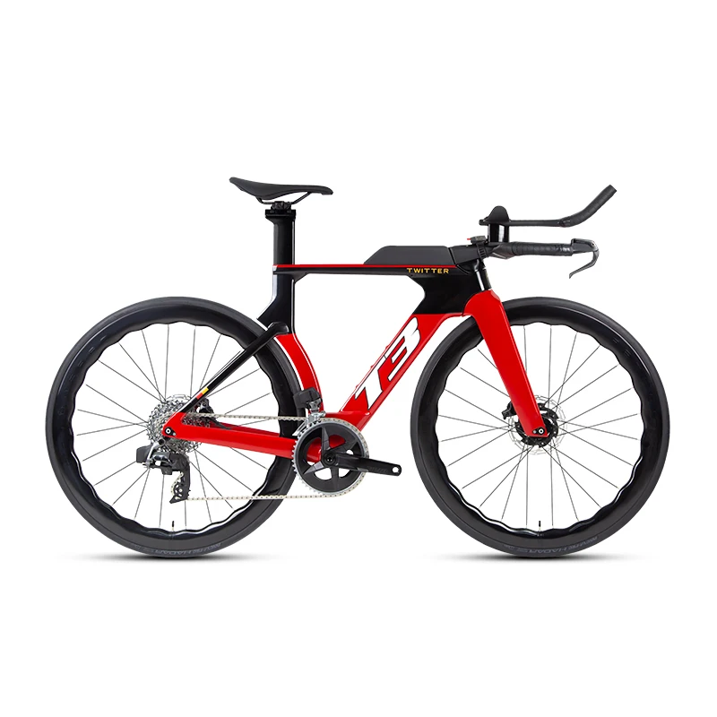 TWITTER 2024 Carbon TT Bike Sr am Rival eTap AXS 2X12S wireless Triathlon Road bike with 50mm Carbon Wheels For Men