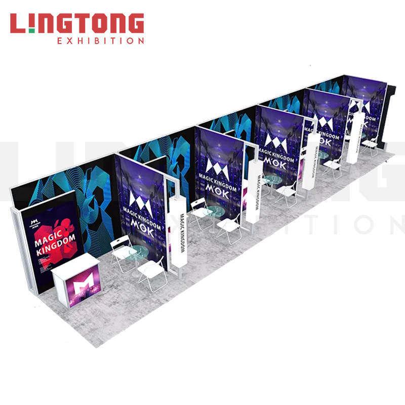 Newest design customized 80mm aluminum extrusion fabric frame booth stand  for tradeshow and technical show