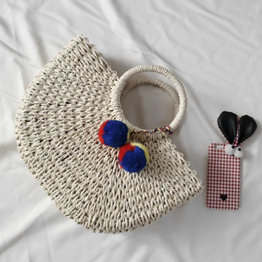 
Wholesale low price beach bag water hyacinth handbag straw tote bag 