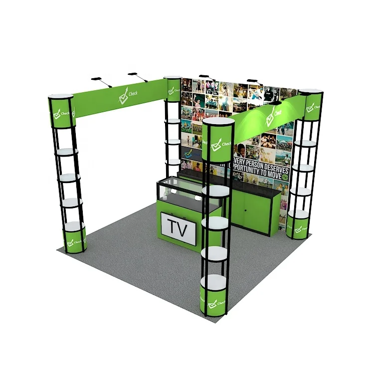 
Portable Aluminum Folding Spiral Twist LED Show Case Fabric Printing Exhibition Booth 