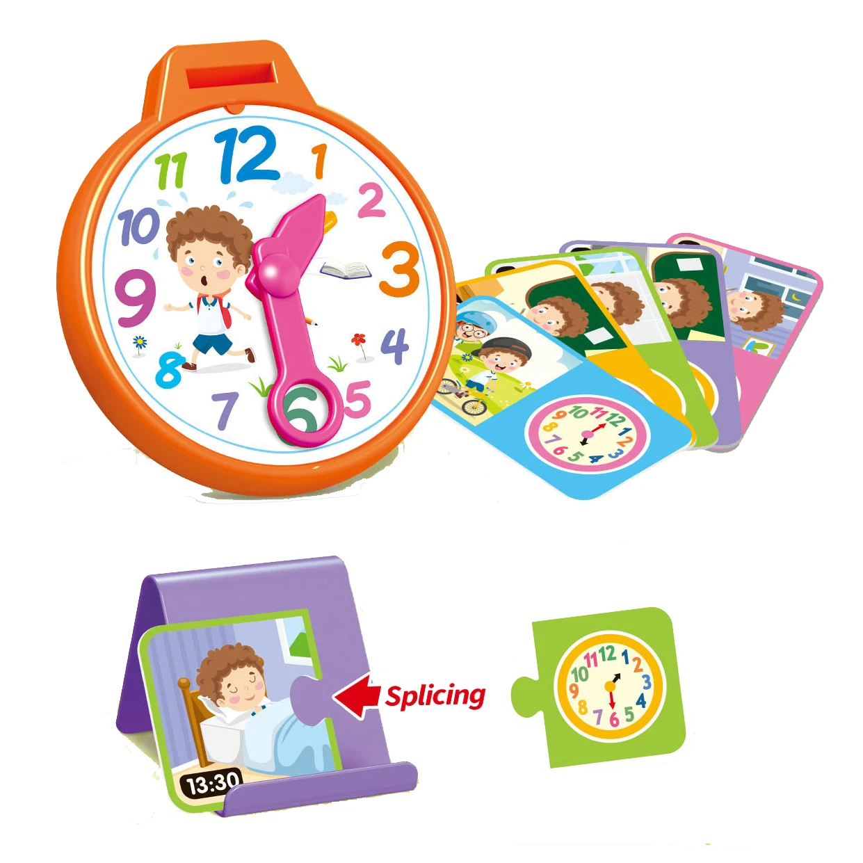 Plastic new arrival interactive clock learning board game children calendar time educational cognitive matching toys