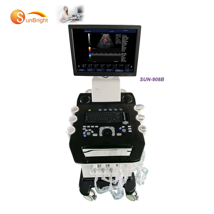 high quality PW CW color Doppler hospital ultrasound scanner trolley 3d 4d ultrasound machine