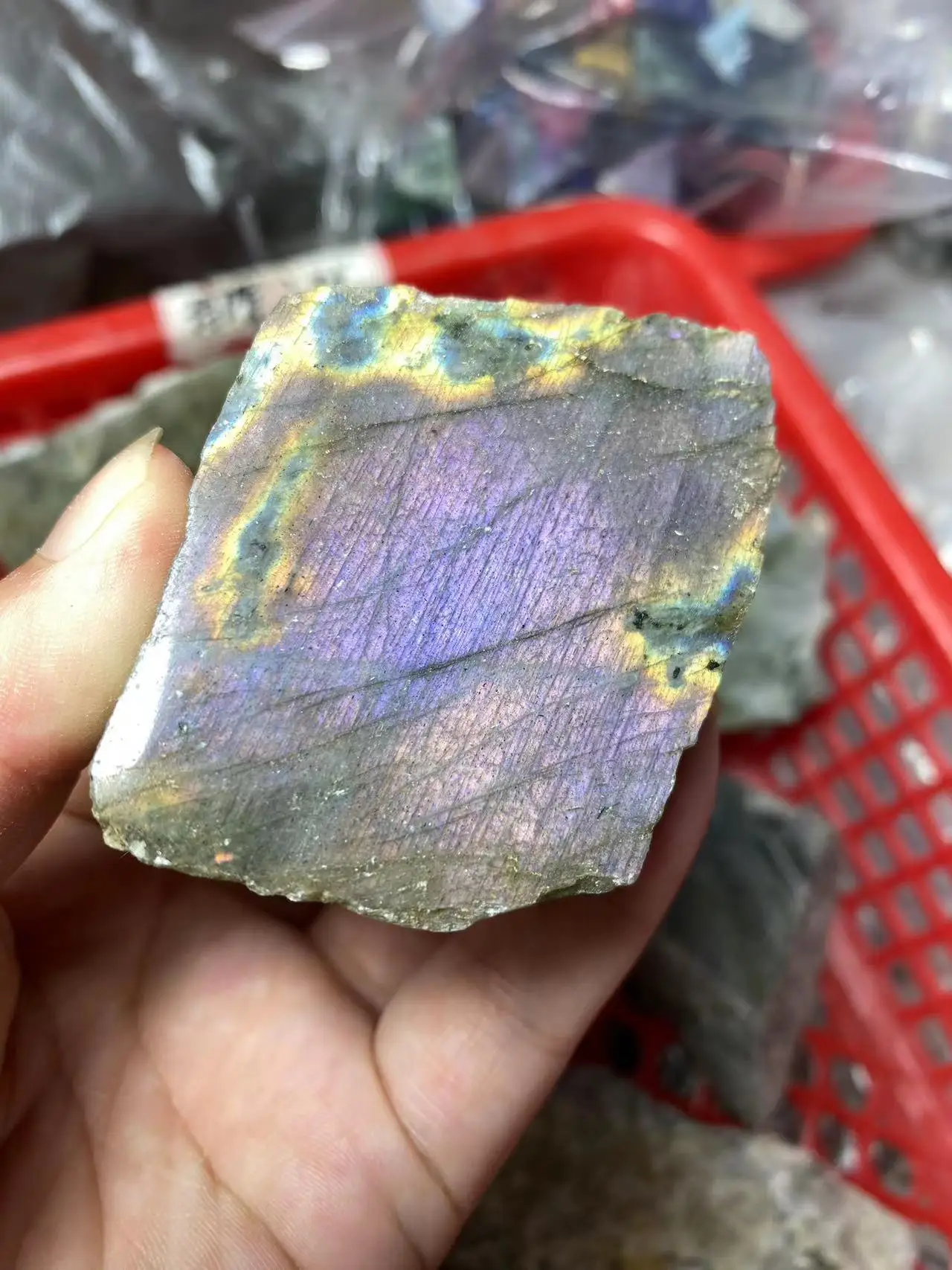 wholesale price  good flash labradorite rough stone one side polished for natural flash