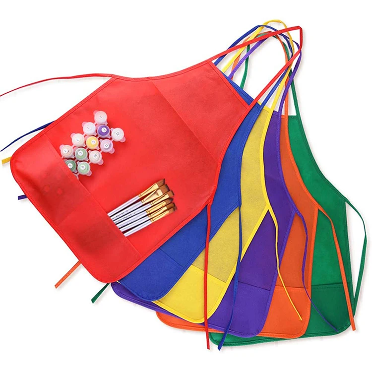 custom waterproof disposable colorful kids painting non woven fabric apron non-woven apron nonwoven apron