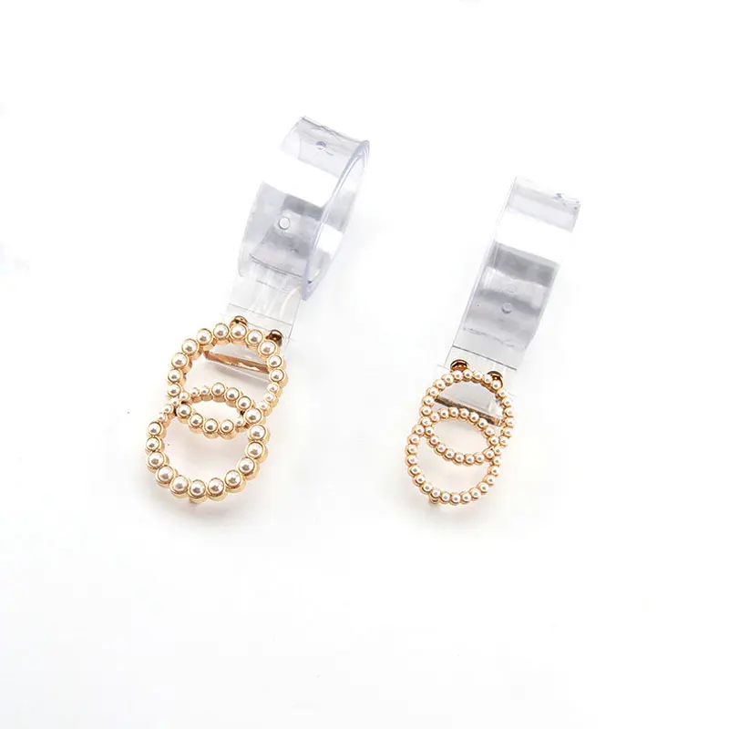 Custom Pearl Rhinestone Pin Buckle Waist Belt Resin Plastic PVC Clear Transparent Belts for Women