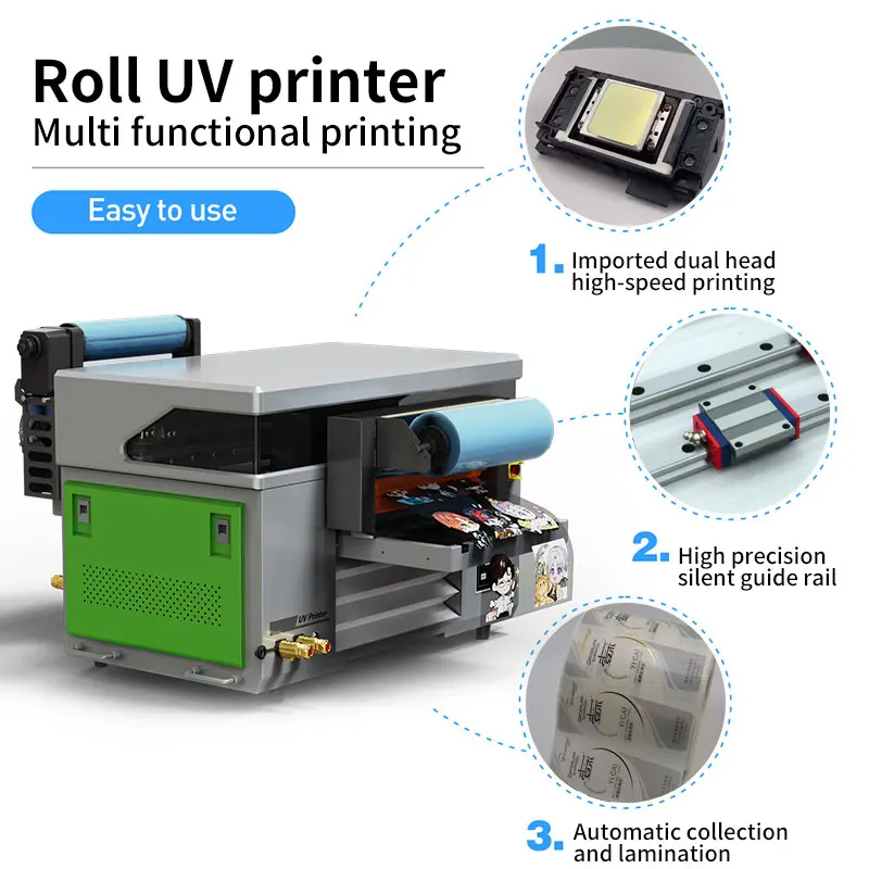 Latest DTF UV Printer for A/B Film 2 in 1 Roll to Inkjet Printers Crystal Sticker Printing Machine