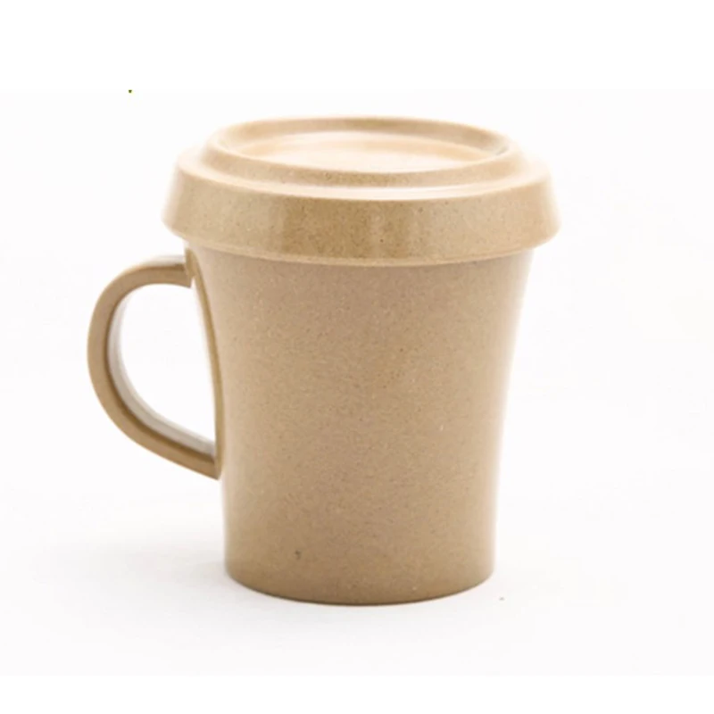 
Custom logo rice husk plastic milk water kids cup mug with lid 