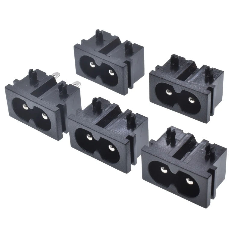 C8 Power Socket IEC Power Inlet 2 Round Prongs Male Panel Electric Connector Plug 2.5A with Terminal For Cabinet UPS PDU Service