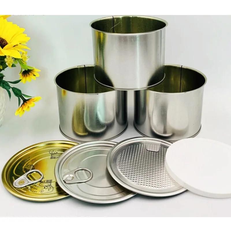 Empty Metal 502#401#Round Tin Can For ketchup packing With easy ring Lids Body Welding milk powder soybean packing jars