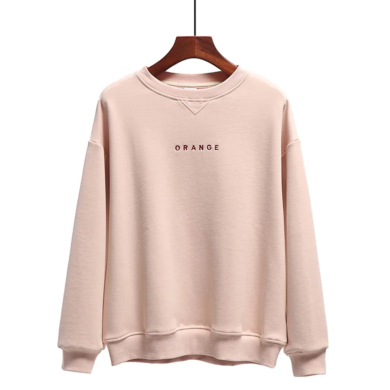 2022 New Design OEM 100% Cotton Pullover Solid Custom Logo Embroidery Women Sweatshirt