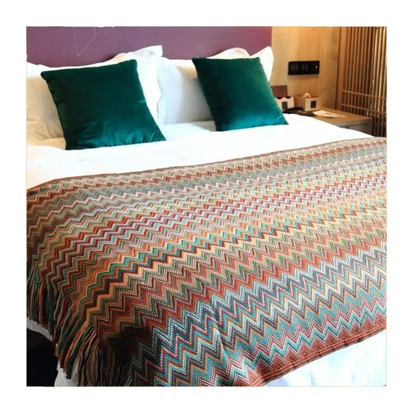 2024 New Design Nordic Sofa Tassel Cape Blanket for Couch Cover Knitted Decorative Blanket Bed Runner Flag For Hotel Home