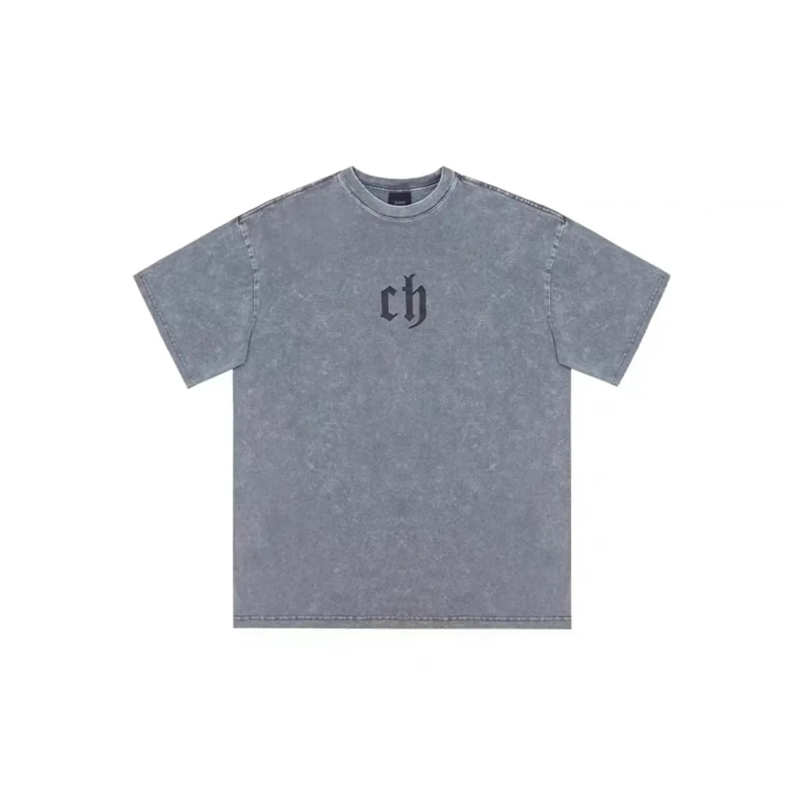 Heavy Weight Black Color Custom Graphic Tee Shirts Combed Cotton Mock Neck Tshirts