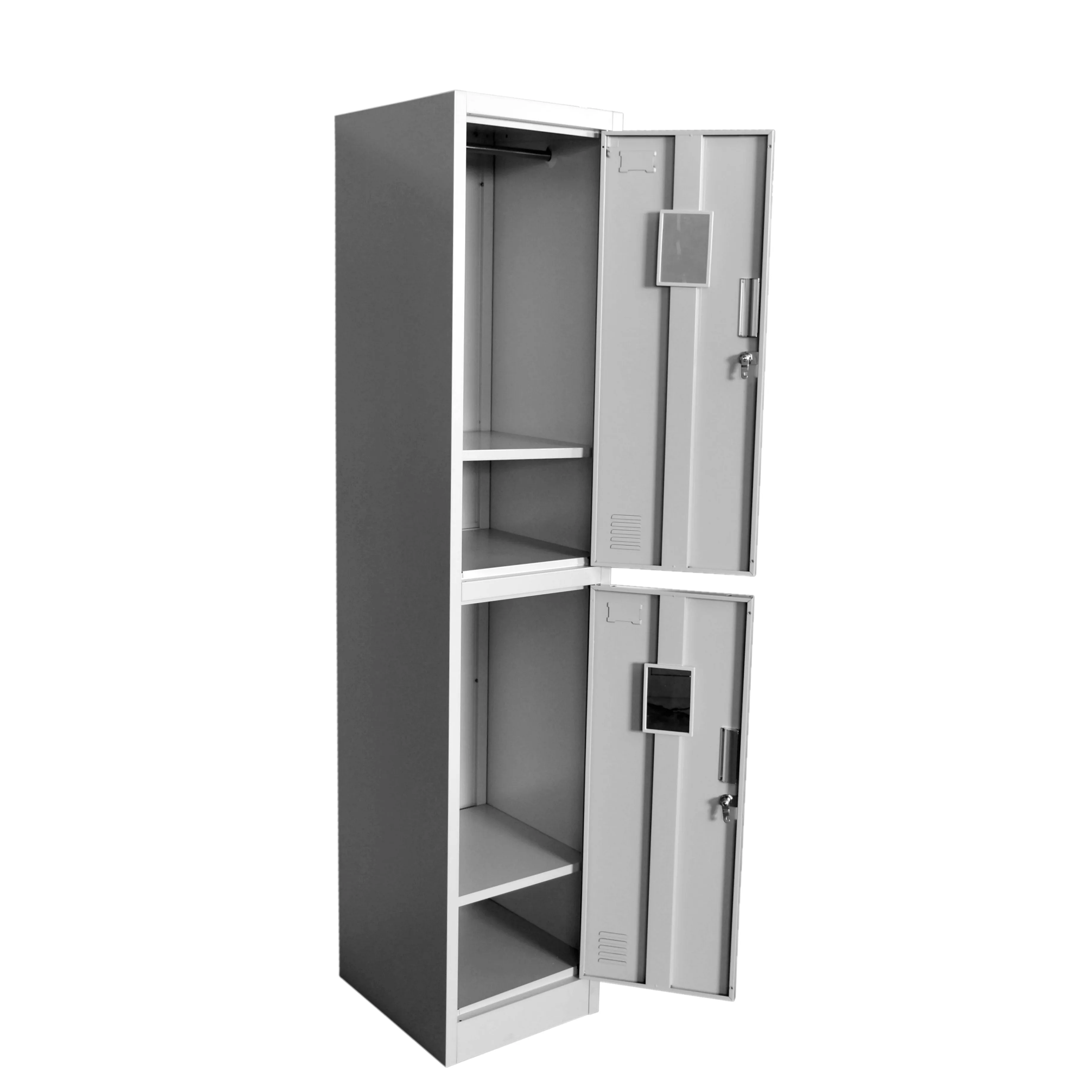 High quality bedroom 2 door clothes storage cabinet office dormitory use steel double tier locker
