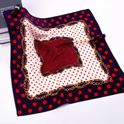 60cm*60cm Dot Chain Small Square Scarves Hijab Luxury Brand Women Twill Silk Scarf 2019 New Fashion Headband Print Scarf
