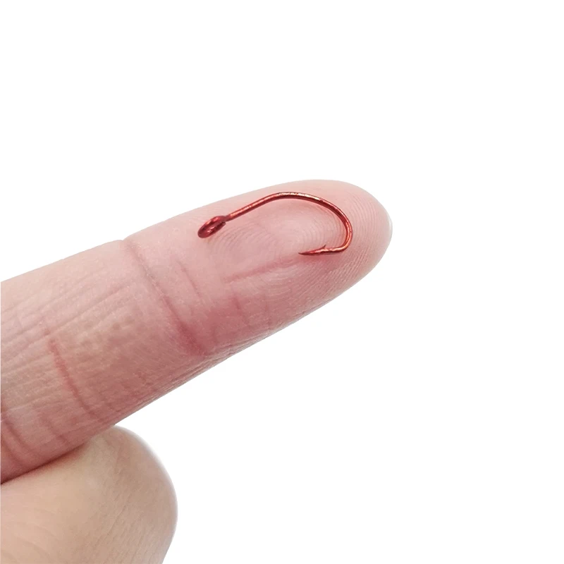 OUTKIT 20pcs High Carbon Steel Fishing Red Single Hook With Ring Fish Hooks For Lure Spoon