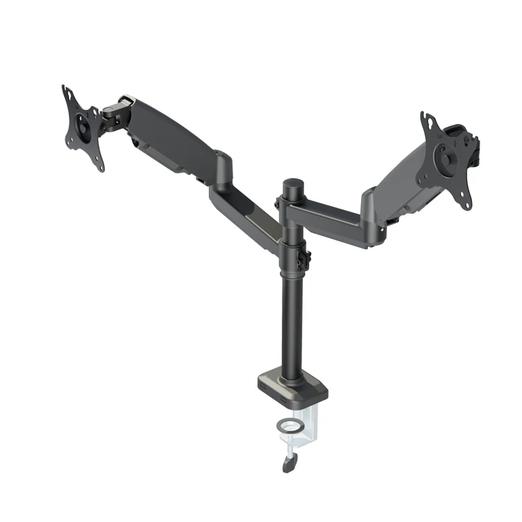 AUKI Dual Monitor Stand Dual Arm  With Pole Fits 32 Inch  Vesa Arm Gas Spring Monitor Arm