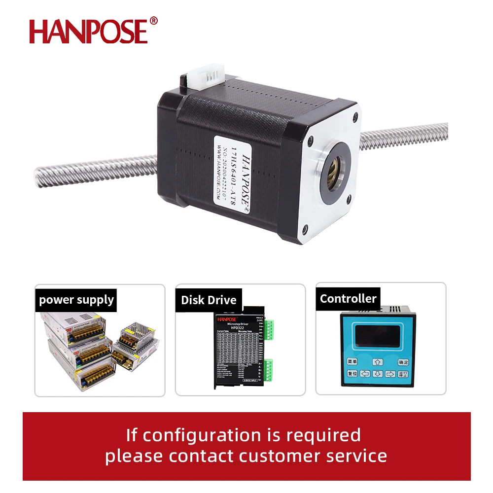 HANPOSE nema17 stepper motor For 3D Printer Monitor  42HA60-T8 70N.cm 1.7A 12V 42*60MM L300mm Through screw stepper motor nema17
