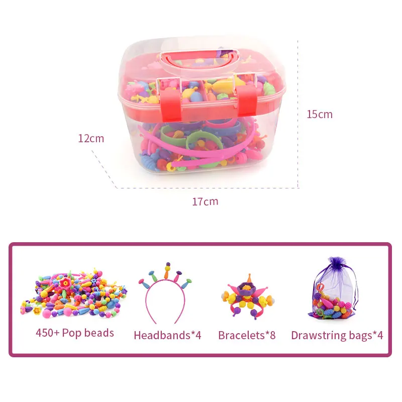 Kid Arts and Crafts & Diy Toys Pop Beads Jewelry Making Kit Snap Toy for Girl Toddlers 1-3 2-4 Years