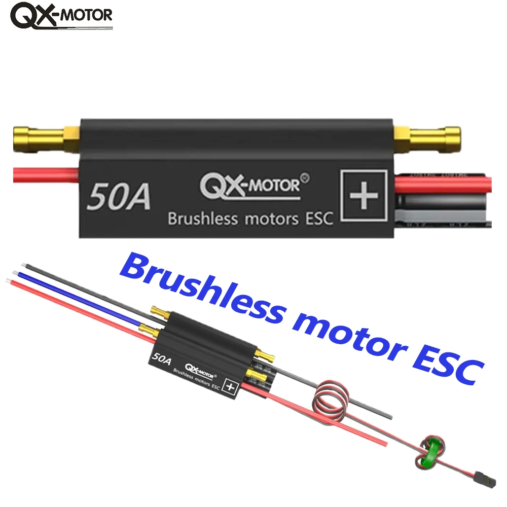 QX-MOTOR Waterproof Brushless ESC 50A 2-6S Speed Controller with Water Cooling System for RC Ships