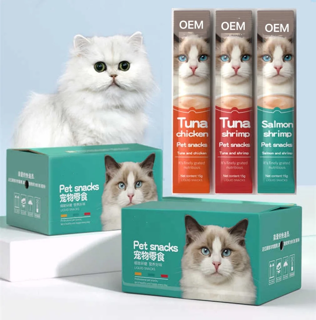 OEM Cat Snacks Nutritious Wet Cat Food Pet Treats Snacks Natural Tuna Chicken Wet Cat Food