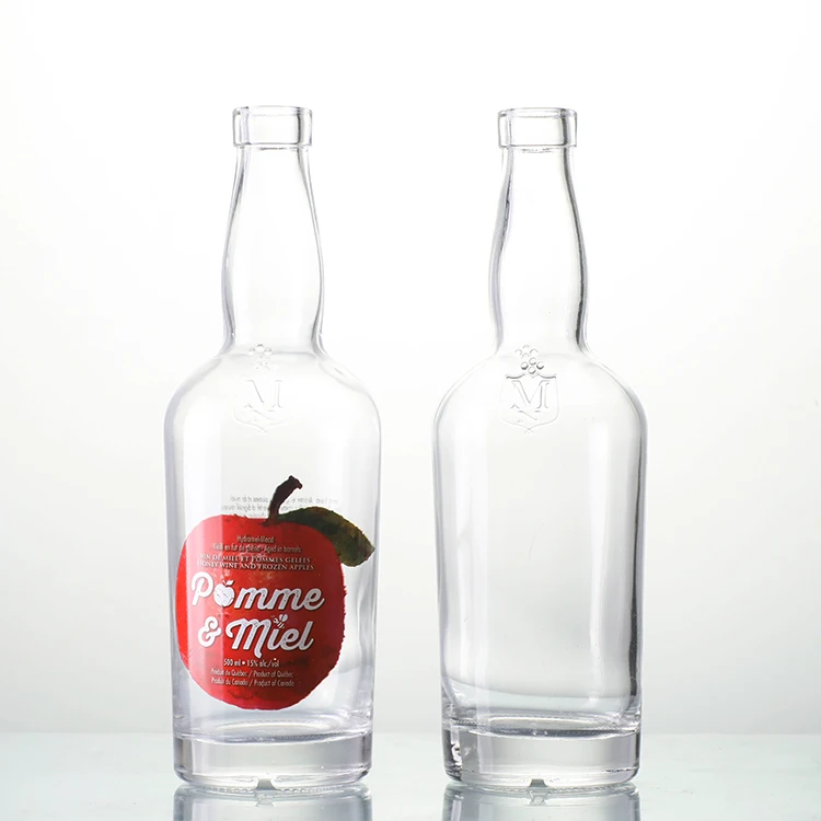 Thick Heavy Base 200ml 500ml 700ml 750 ml Super Flint Glass Hermitage Whiskey Rum Bottle With Cork
