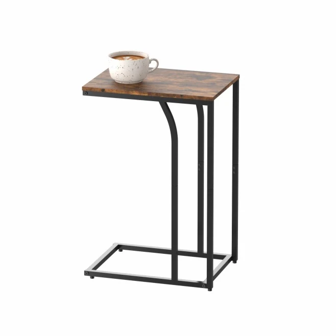 WIREKING C-Shaped End Table Small Side Table for Sofa Table with Metal Frame for Living Room Bedroom Bedside