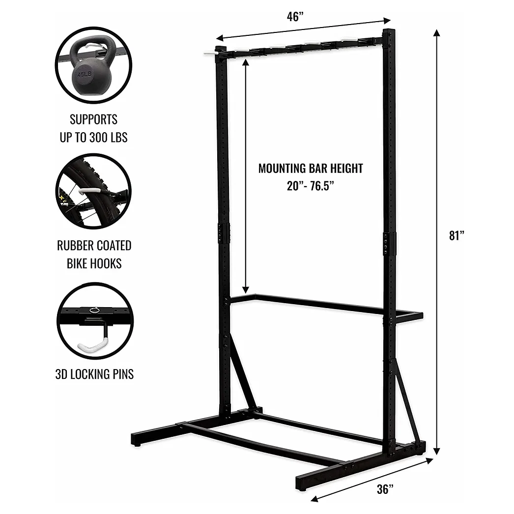5 Bike Freestanding Bike Storage Rack Indoor Garage Floor Stand Bicycle Organizer