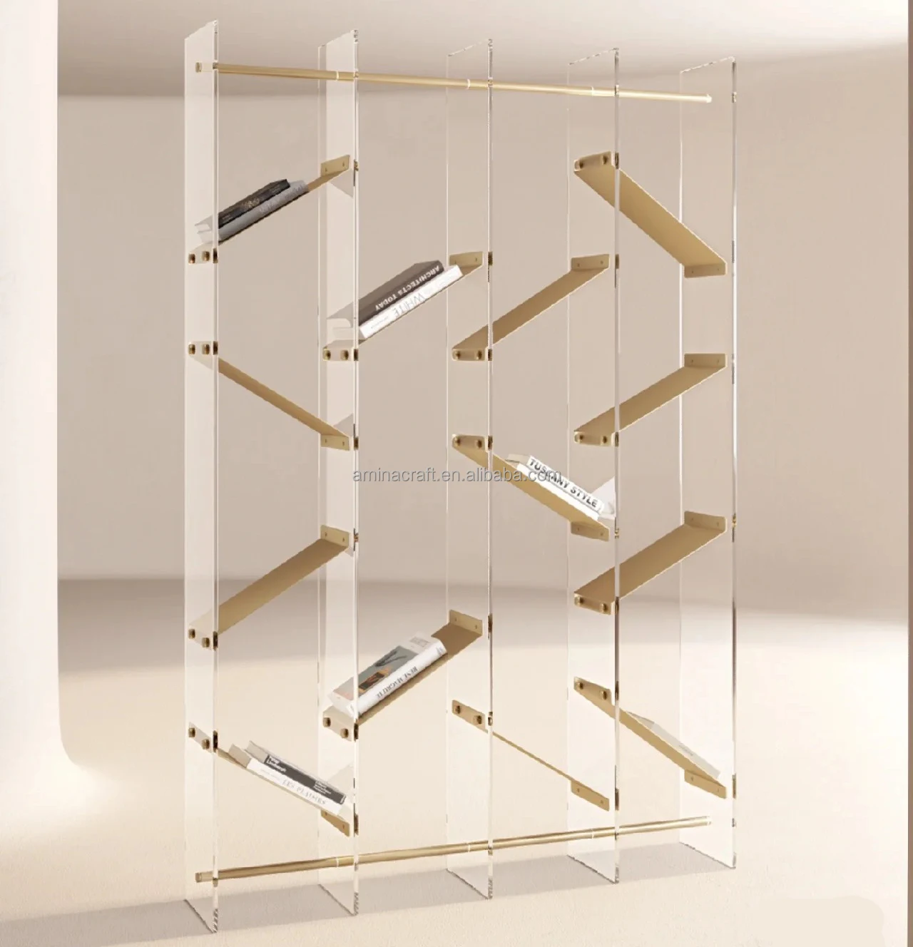 Amina Craft custom acrylic home book cabinet colorful acrylic furniture led bookshelf