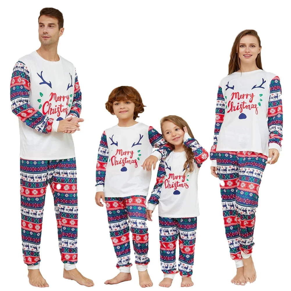 Family Christmas Pajamas Set Fashion Print Father Mother Kids Dog Family Matching Clothes Outfits Family Sleepwear