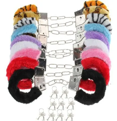 Sexy Soft Fluffy Stainless Steel Wrist Handcuff Sex Gift Toys Love Sexy Cuff High Quality Toy Cheap Fuzzy Handcuffs for Couples