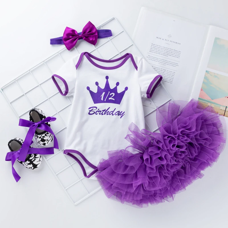 Hot sale newborn baby girl birthday dresses outfits my first birthday 1 year girl birthday party dress