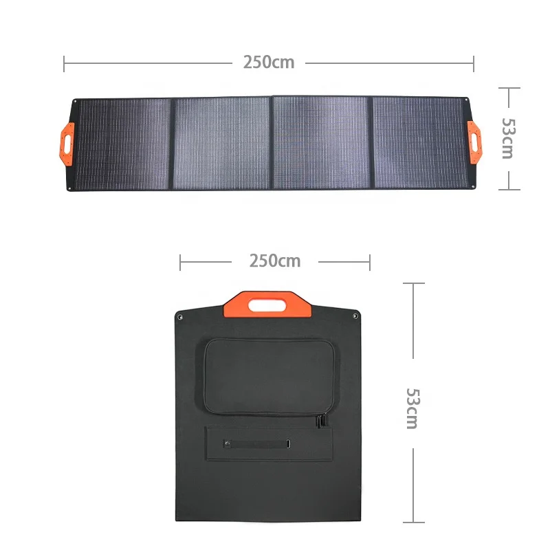 200W portable outdoor mobile power cell phone charging solar panel ETFE film laminated solar folding bag