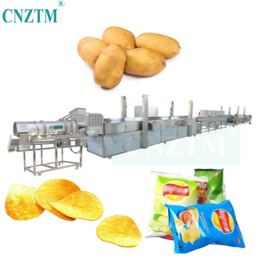 fully automatic  potato crisps making machinery chips frying machine potato pa tato chips making machine