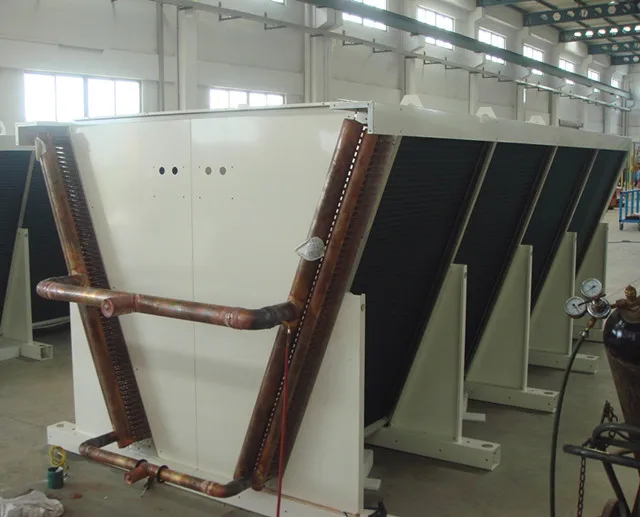 OEM CST V-TYPE / FLAT customized AIR COOLED condenser dry cooler to cool water/oil/GLYCOL for database room