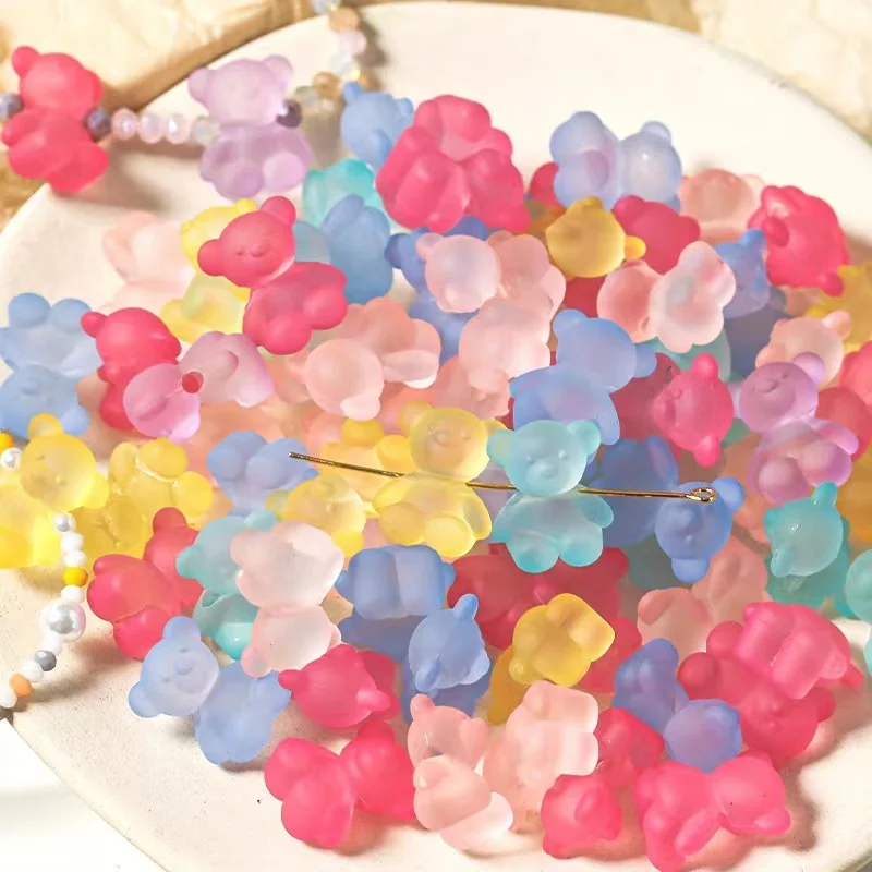 Wholesale 2022 New Arrival 50pcs/bag Matte Clear Color Acrylic Bear Beads For DIY Bracelet Jewelry Making