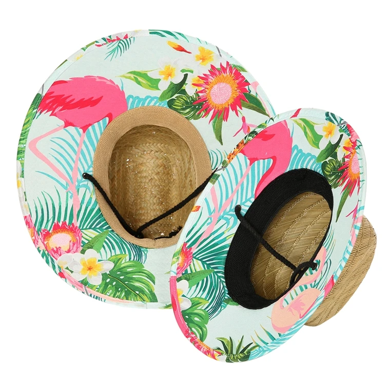 JAKIJAYI Natural Grass Child Summer Surf sun Lifeguard Safari hats Kids Straw Hat
