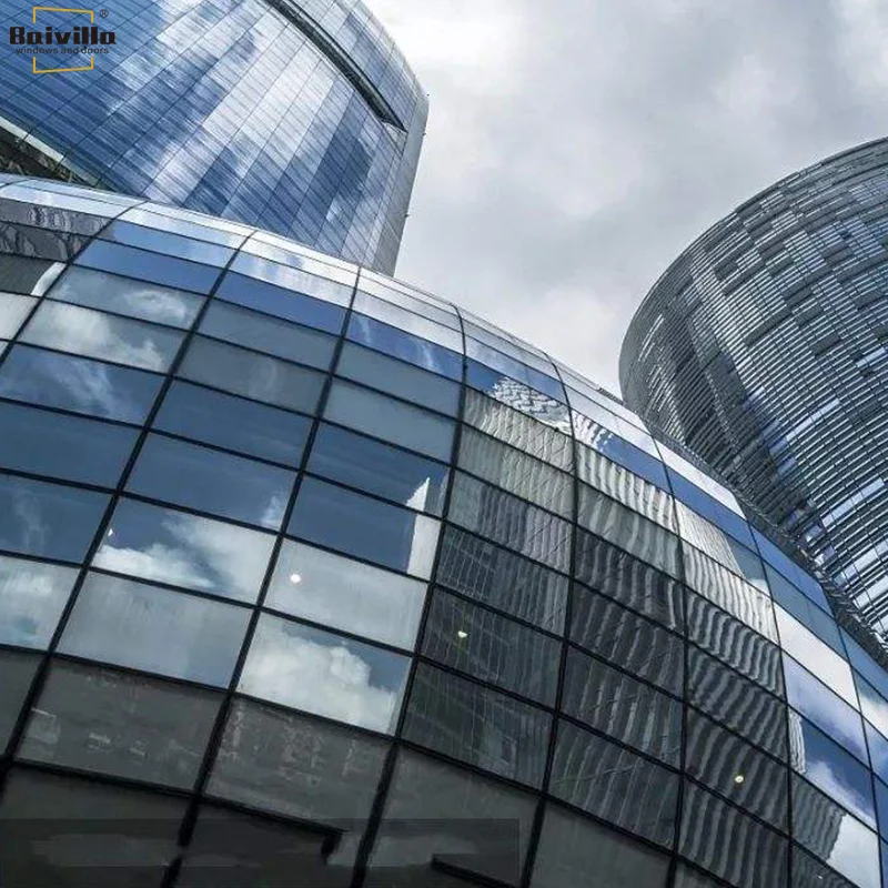 Baivilla Double Triple Cladding Exterior Facade Unitized Stick Frame Spider System Curtain Glass wall