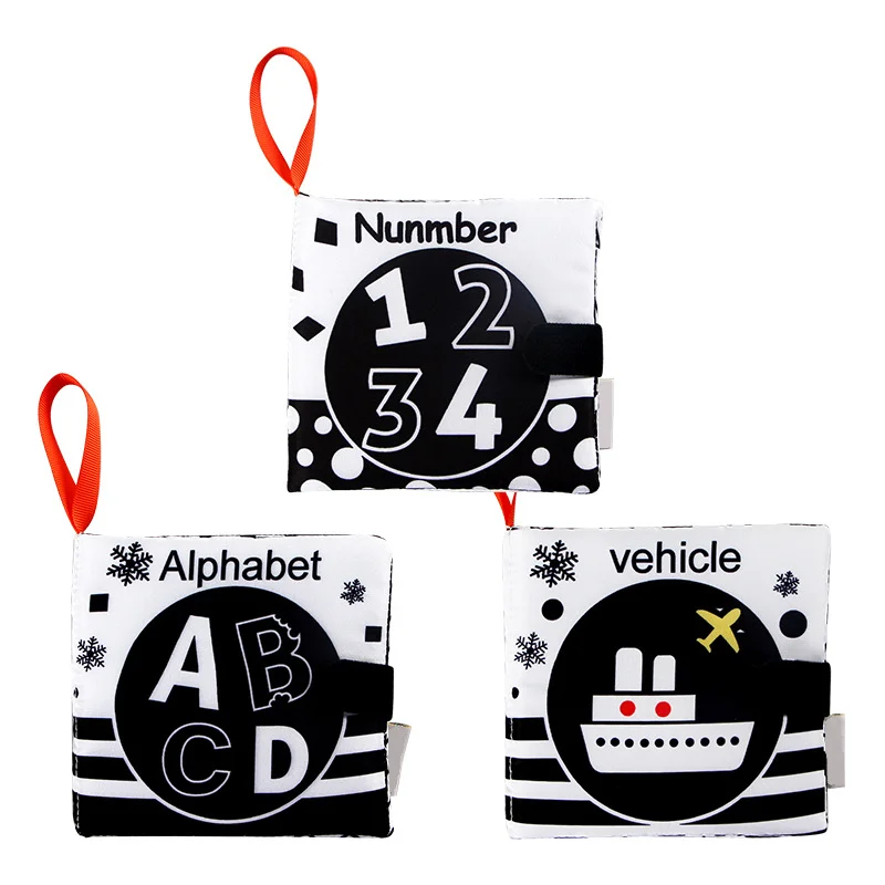 Infant Early Learning Black White Numerical Cloth Book Durable Unrippable Baby Toy for Cognitive Development