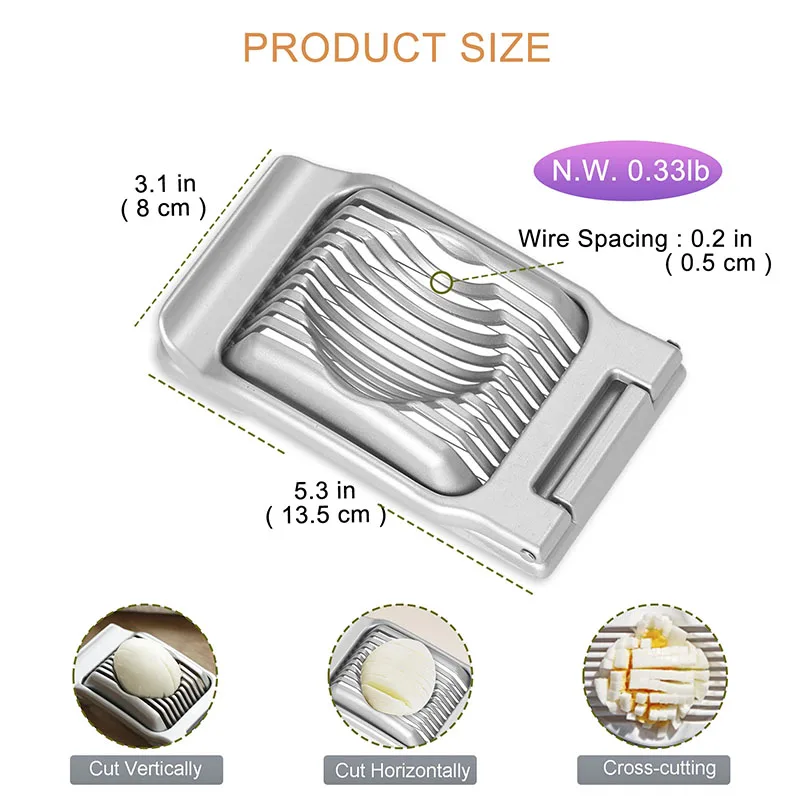Household Manual Multifunctional Egg Cutter, Egg Slicer Stainless Steel, Egg Slicer for Boiled Eggs