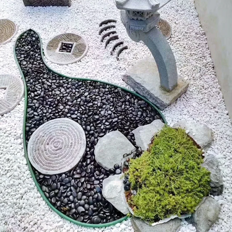 Factory outlet high quality glossy microlandschaft black polished stone garden pebble flooring banth mat