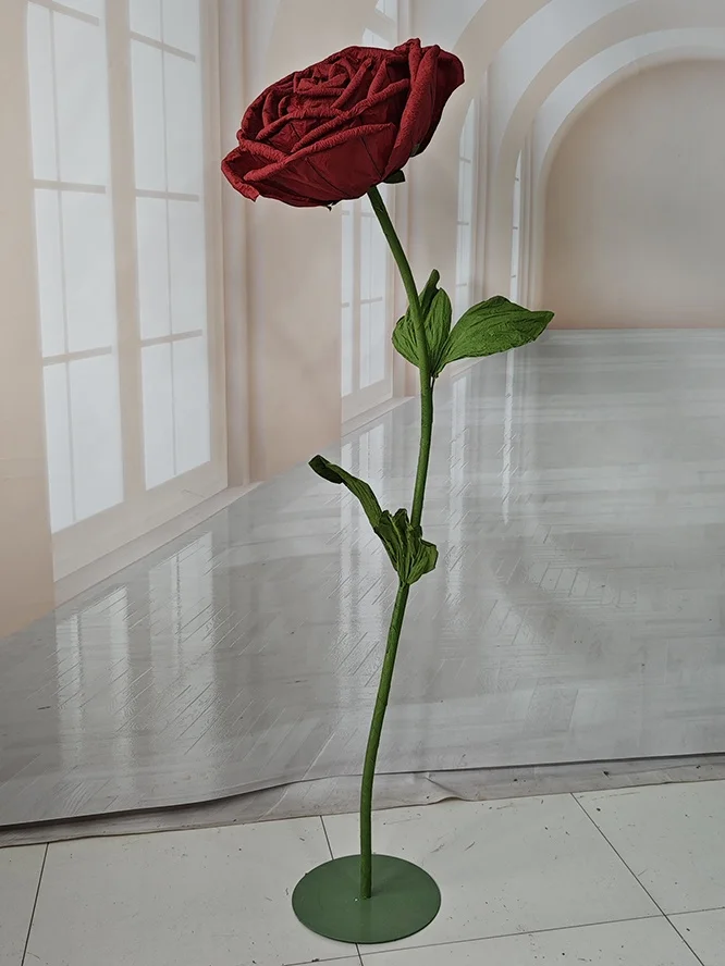 CP-021 wedding Stage Paper Flowers Craft Decorations White Red Roses Giant Flower For Window Decor Wedding Party Floral Set