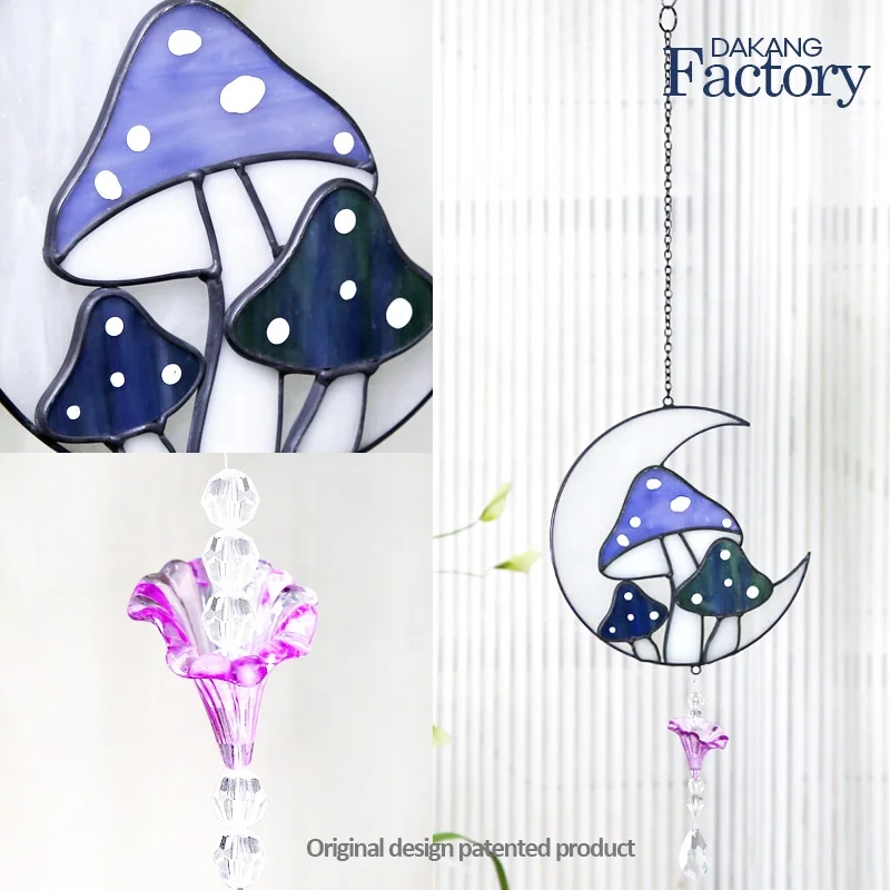 gift idea wind chimes outdoor handicraft products mushroom stained glass suncatcher ornament other home decor