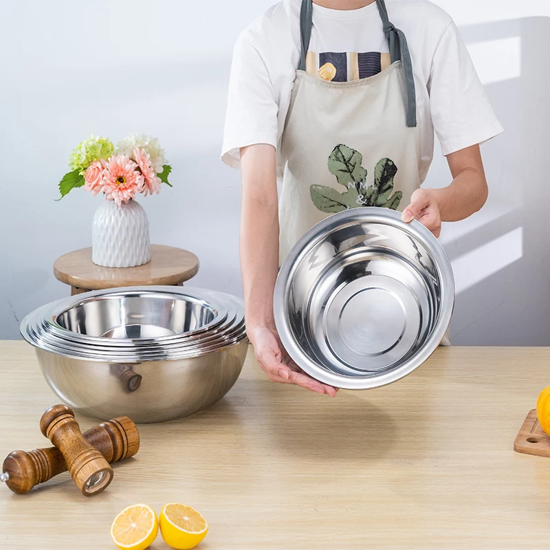 Wholesale Mixing Bowl Kitchenware Stainless Steel Mixing Deep Salad Bowl Set Washing Vegetables And Fruit Basin