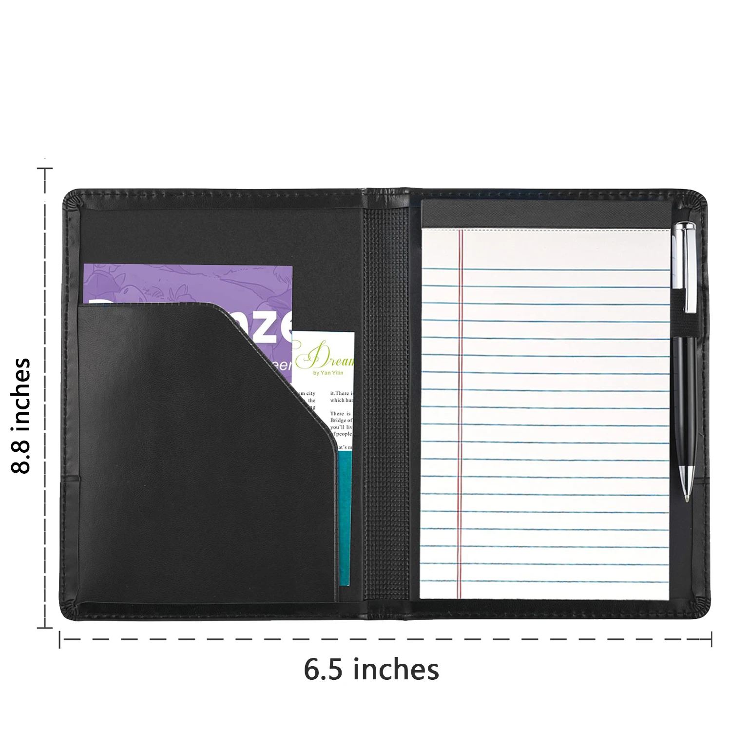 Custom Logo Padfolio/Portfolio Binder , Mini Leather Padfolio 5 x 8 Legal Writing Pad,  A5 Document Organizer Folder
