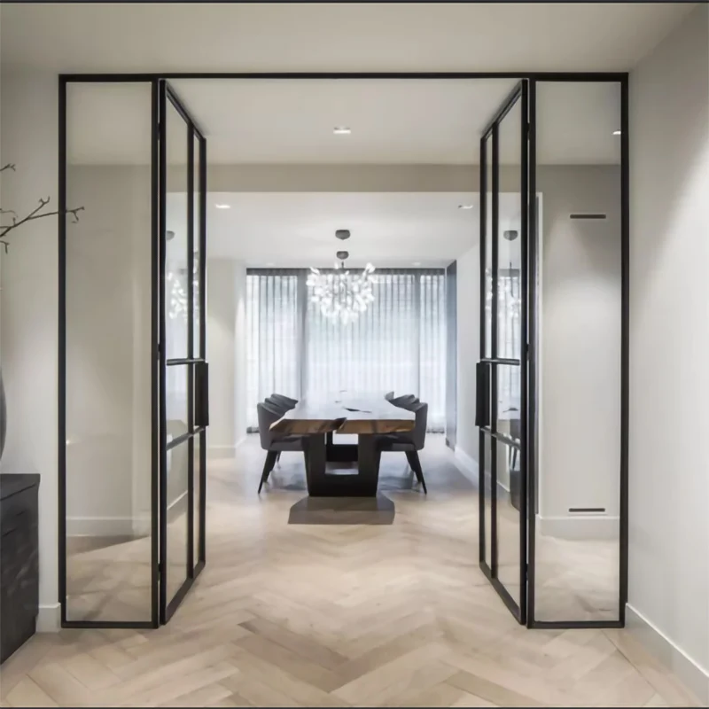 Single Double Glass Aluminum Frame Swing Door Modern Casement Aluminum Doors And Windows Design